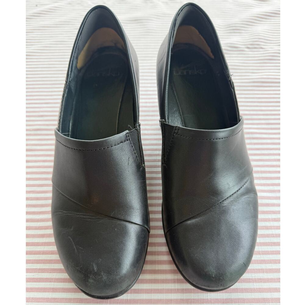 Dansko Rosaline Women's Black Wedge Clog Shoes Size 39 8.5 Casual